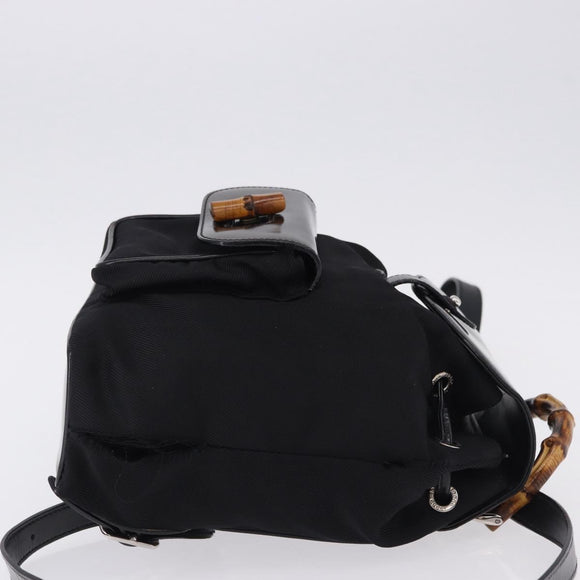 GUCCI Bamboo Backpack Nylon Black Silver 03 2265 0030 Auth bs28427