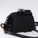 GUCCI Bamboo Backpack Nylon Black Silver 03 2265 0030 Auth bs28427-6