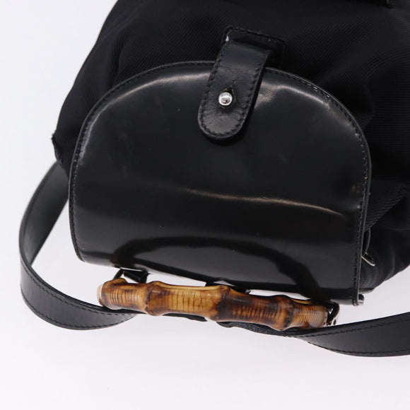 GUCCI Bamboo Backpack Nylon Black Silver 03 2265 0030 Auth bs28427