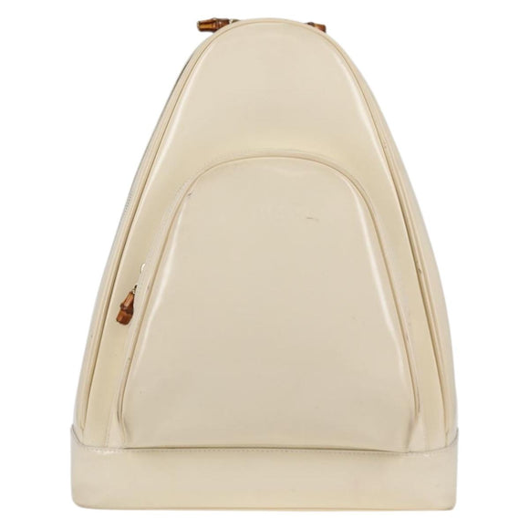 GUCCI Body Bag Enamel White Gold 003 2113 0027 Auth bs28429