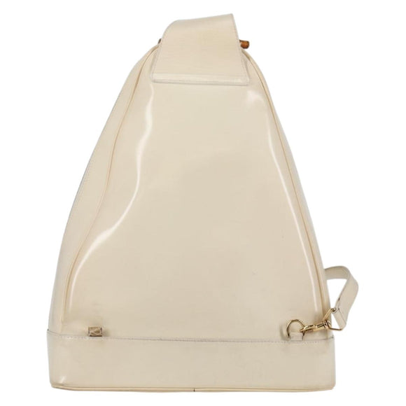 GUCCI Body Bag Enamel White Gold 003 2113 0027 Auth bs28429