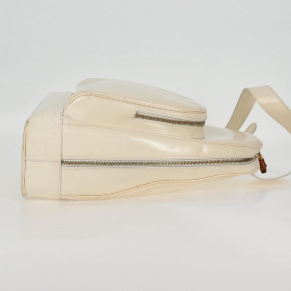 GUCCI Body Bag Enamel White Gold 003 2113 0027 Auth bs28429