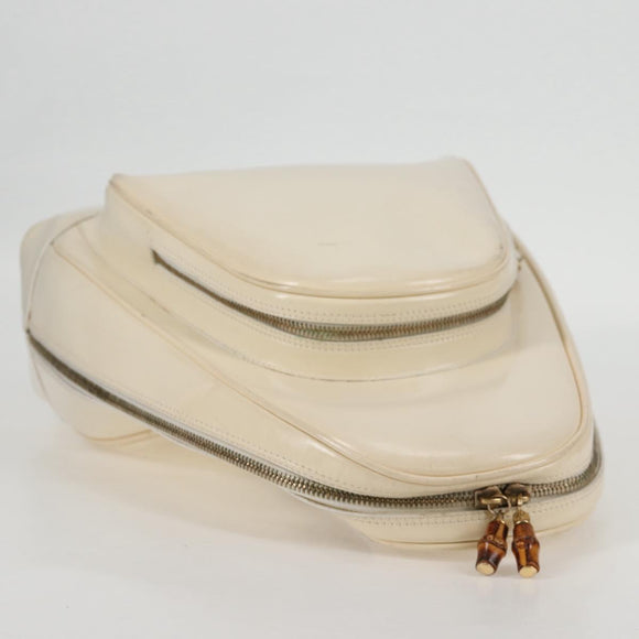 GUCCI Body Bag Enamel White Gold 003 2113 0027 Auth bs28429