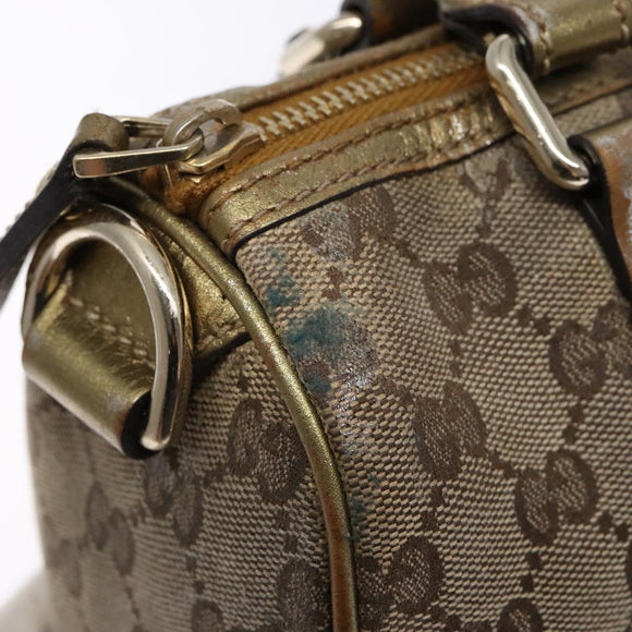 GUCCI GG Crystal Hand Bag Beige Gold 193604 Auth bs28442