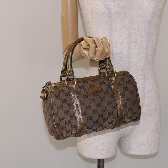 GUCCI GG Crystal Hand Bag Beige Gold 193604 Auth bs28442