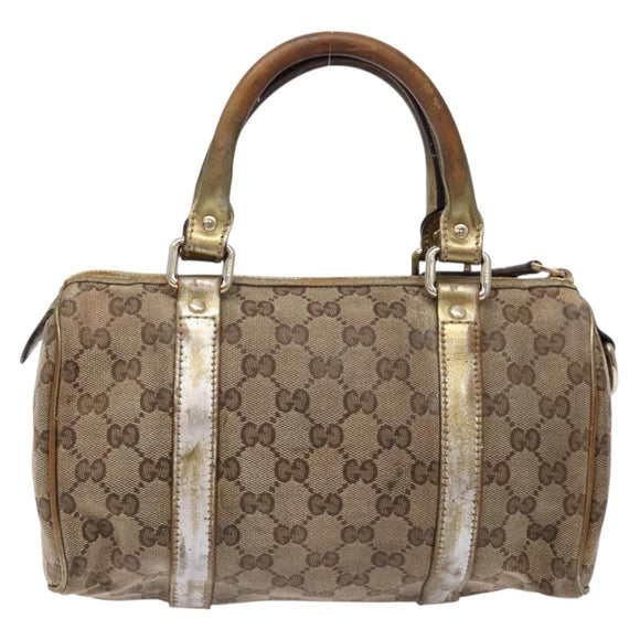 GUCCI GG Crystal Hand Bag Beige Gold 193604 Auth bs28442