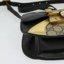 GUCCI GG Supreme Ojiride Bag Leather PVC Leather Beige Black 500781 Auth bs28443-8