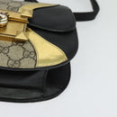 GUCCI GG Supreme Ojiride Bag Leather PVC Leather Beige Black 500781 Auth bs28443-15