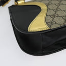 GUCCI GG Supreme Ojiride Bag Leather PVC Leather Beige Black 500781 Auth bs28443-16