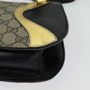 GUCCI GG Supreme Ojiride Bag Leather PVC Leather Beige Black 500781 Auth bs28443-17