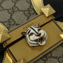 GUCCI GG Supreme Ojiride Bag Leather PVC Leather Beige Black 500781 Auth bs28443-18
