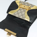 GUCCI GG Supreme Ojiride Bag Leather PVC Leather Beige Black 500781 Auth bs28443-10