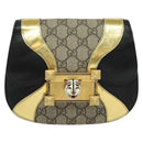 GUCCI GG Supreme Ojiride Bag Leather PVC Leather Beige Black 500781 Auth bs28443-13