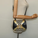 GUCCI GG Supreme Ojiride Bag Leather PVC Leather Beige Black 500781 Auth bs28443-22