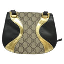 GUCCI GG Supreme Ojiride Bag Leather PVC Leather Beige Black 500781 Auth bs28443-2