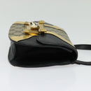 GUCCI GG Supreme Ojiride Bag Leather PVC Leather Beige Black 500781 Auth bs28443-4