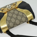 GUCCI GG Supreme Ojiride Bag Leather PVC Leather Beige Black 500781 Auth bs28443-6