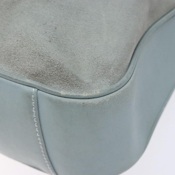 GUCCI Bamboo Hand Bag Suede 2way Outlet Light Blue Gold 001 1638 Auth bs28445