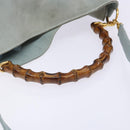 GUCCI Bamboo Hand Bag Suede 2way Outlet Light Blue Gold 001 1638 Auth bs28445-7