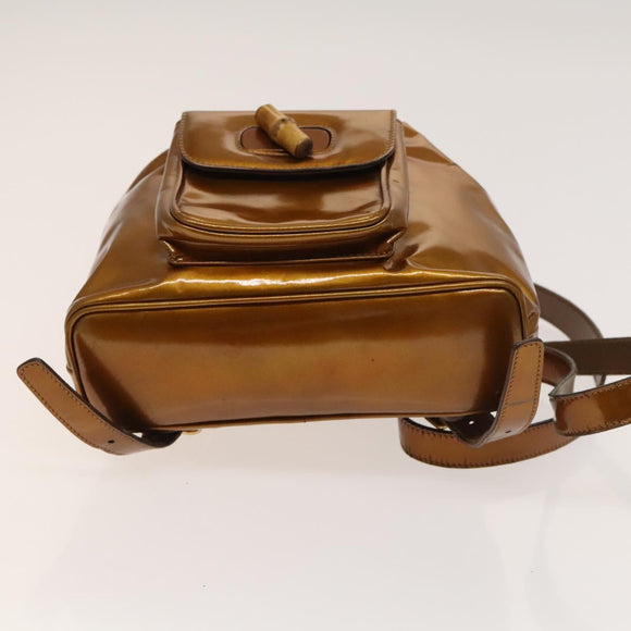 GUCCI Bamboo Backpack Enamel Outlet Brown Gold 003 8030 Auth bs28446