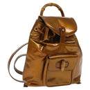 GUCCI Bamboo Backpack Enamel Outlet Brown Gold 003 8030 Auth bs28446-1