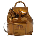 GUCCI Bamboo Backpack Enamel Outlet Brown Gold 003 8030 Auth bs28446-2