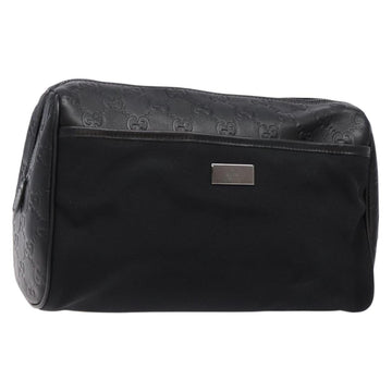 GUCCI GG Canvas Guccissima Clutch Bag Leather Black Silver 162792 Auth bs28448