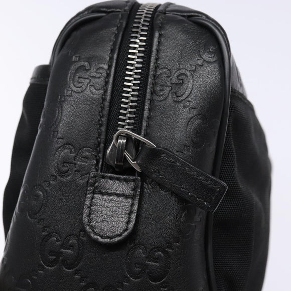 GUCCI GG Canvas Guccissima Clutch Bag Leather Black Silver 162792 Auth bs28448