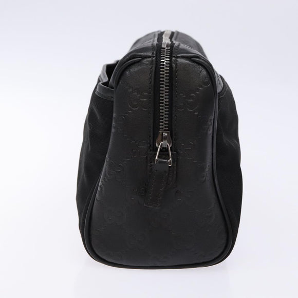 GUCCI GG Canvas Guccissima Clutch Bag Leather Black Silver 162792 Auth bs28448