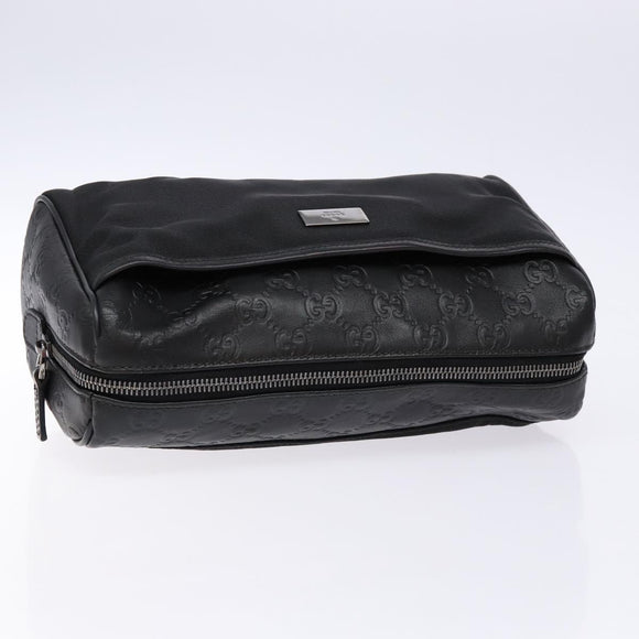 GUCCI GG Canvas Guccissima Clutch Bag Leather Black Silver 162792 Auth bs28448