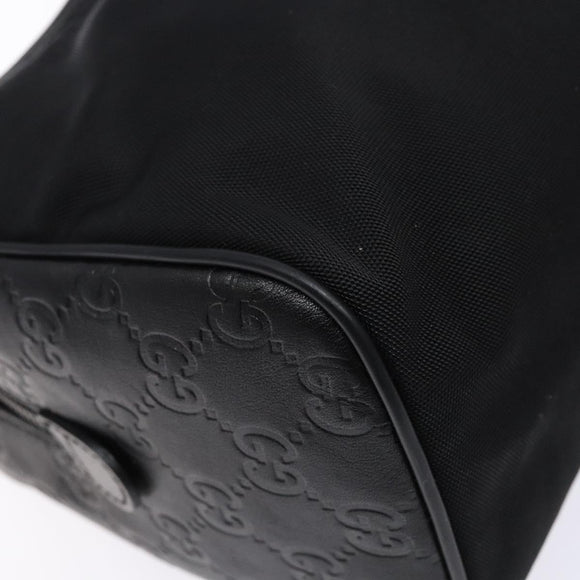 GUCCI GG Canvas Guccissima Clutch Bag Leather Black Silver 162792 Auth bs28448