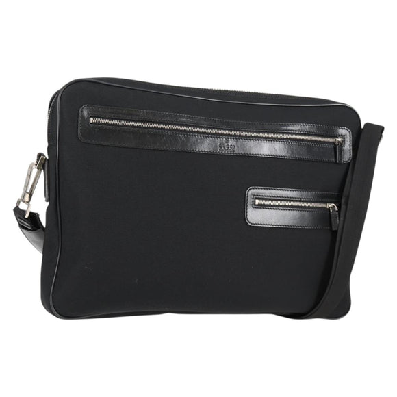 GUCCI Schoudertas Nylon Zwart Zilver 73955 Auth bs28449