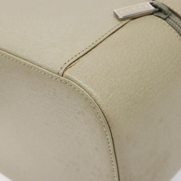 GUCCI Vanity Pouch Leather White Silver 039 1705 0710 Auth bs28454