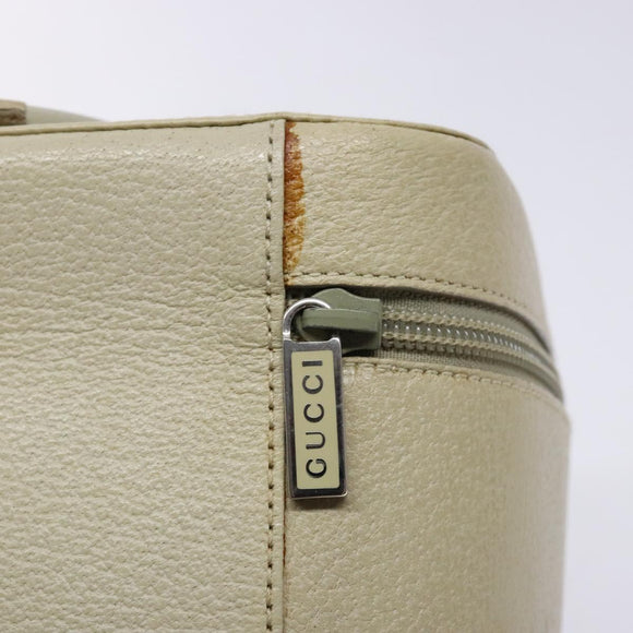 GUCCI Vanity Pouch Leather White Silver 039 1705 0710 Auth bs28454