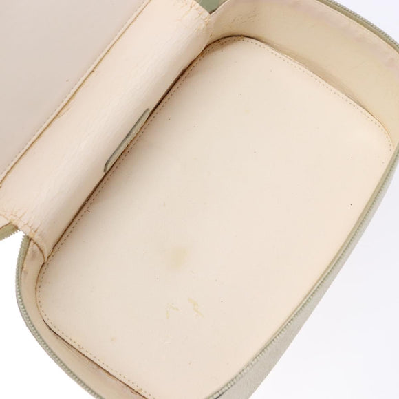 GUCCI Vanity Pouch Leather White Silver 039 1705 0710 Auth bs28454