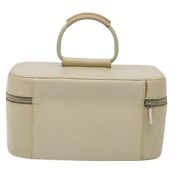 GUCCI Vanity Pouch Leather White Silver 039 1705 0710 Auth bs28454