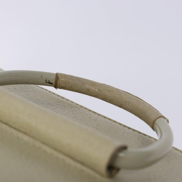 GUCCI Vanity Pouch Leather White Silver 039 1705 0710 Auth bs28454