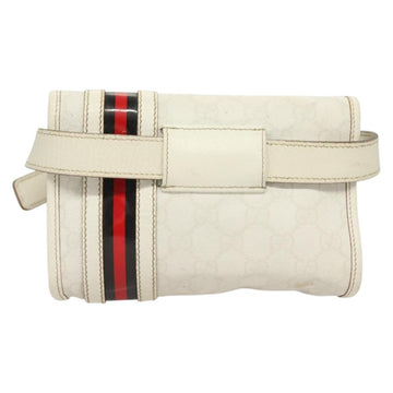GUCCI GG Supreme Sherry Line Waist bag PVC White Gold 1669 Auth bs28457 - 0