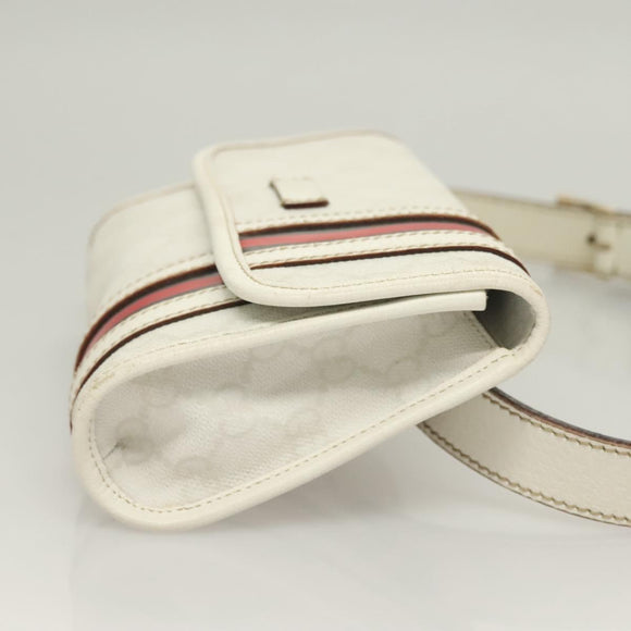 GUCCI GG Supreme Sherry Line Waist bag PVC White Gold 1669 Auth bs28457