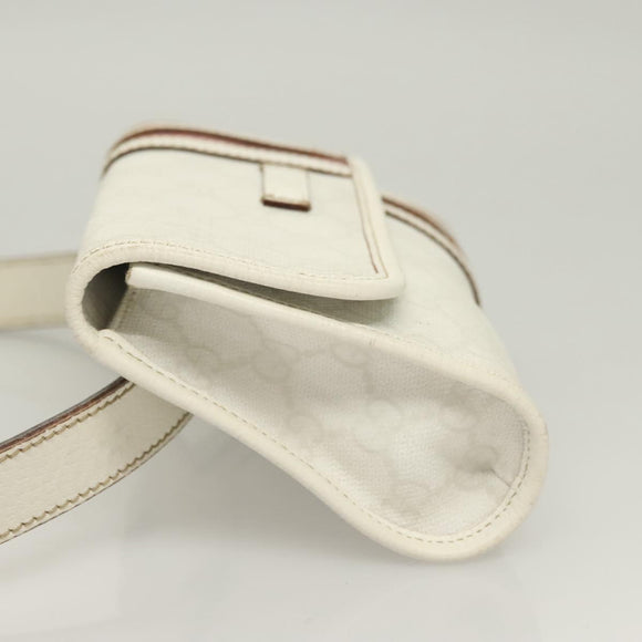 GUCCI GG Supreme Sherry Line Waist bag PVC White Gold 1669 Auth bs28457