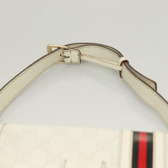 GUCCI GG Supreme Sherry Line Waist bag PVC White Gold 1669 Auth bs28457