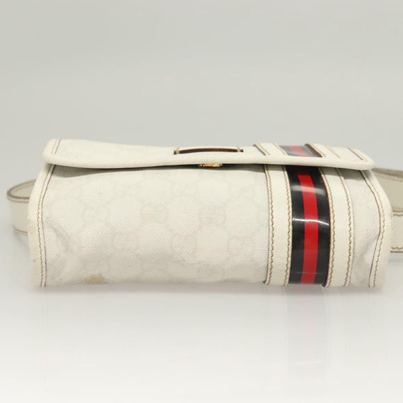 GUCCI GG Supreme Sherry Line Waist bag PVC White Gold 1669 Auth bs28457