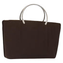 CHANEL Hand Bag Nylon Brown Silver CC Auth bs28458-1