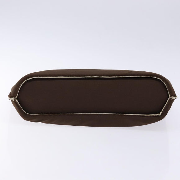 CHANEL Hand Bag Nylon Brown Silver CC Auth bs28458