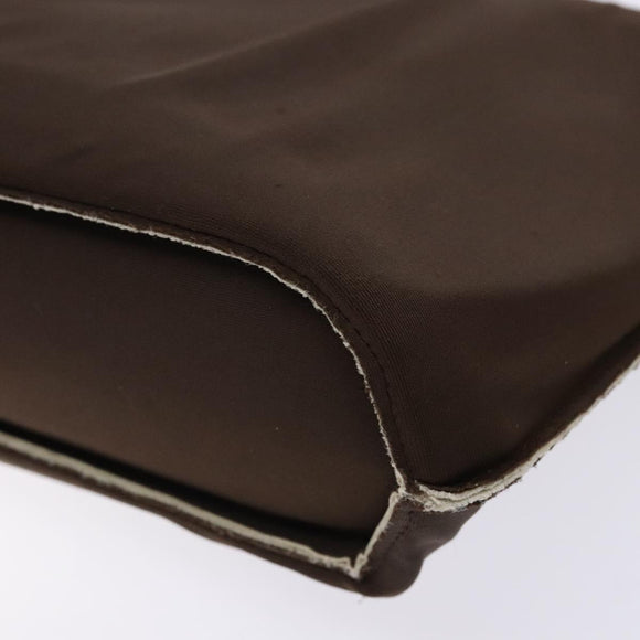 CHANEL Hand Bag Nylon Brown Silver CC Auth bs28458