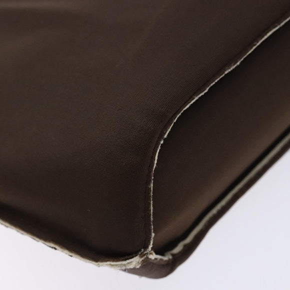 CHANEL Hand Bag Nylon Brown Silver CC Auth bs28458