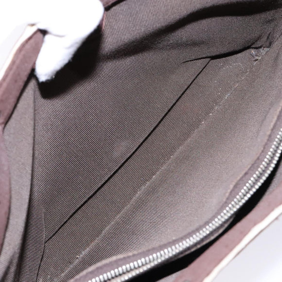 CHANEL Hand Bag Nylon Brown Silver CC Auth bs28458