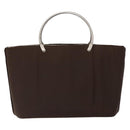 CHANEL Hand Bag Nylon Brown Silver CC Auth bs28458-13