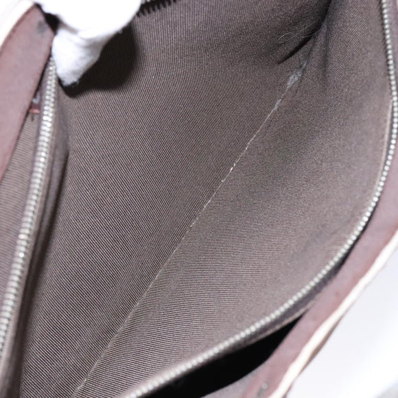 CHANEL Hand Bag Nylon Brown Silver CC Auth bs28458