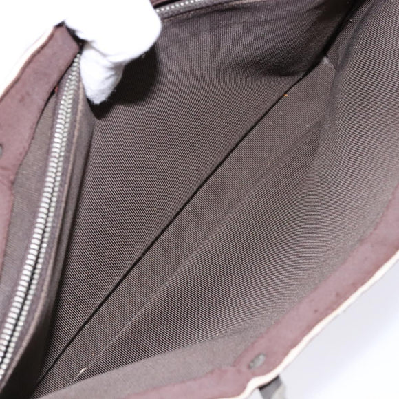 CHANEL Hand Bag Nylon Brown Silver CC Auth bs28458